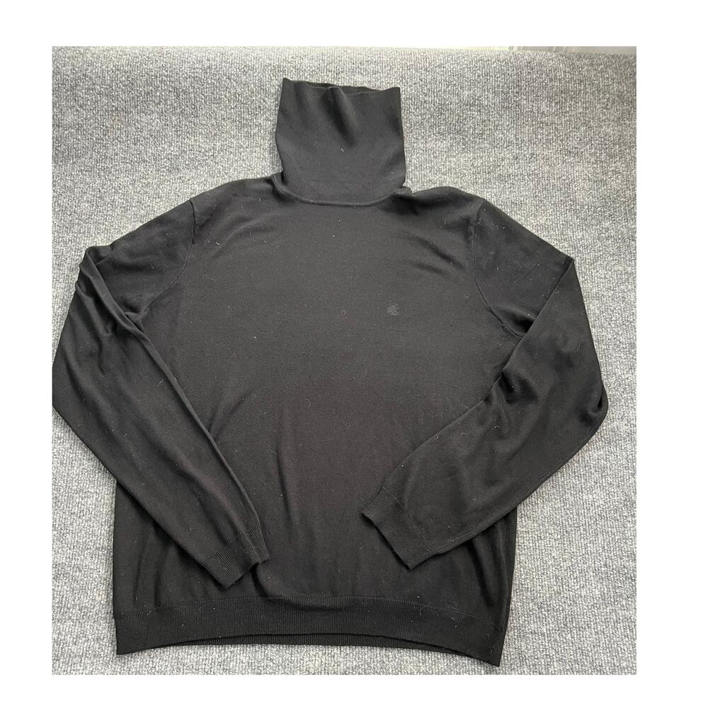 Lauren Ralph Lauren Silk and Cotton Blend Black Classic Turtleneck Size L-XL